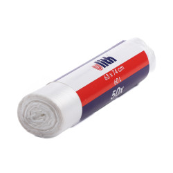 Atkritumu maisi HDPE, 63x74cm, 60l, 6 mic, 50 gab., caurspīdīgi