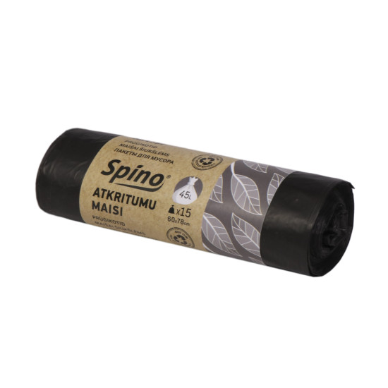 Atkritumu maisi HDPE 60x78cm, 45l, 12mikr., 15gab., melni