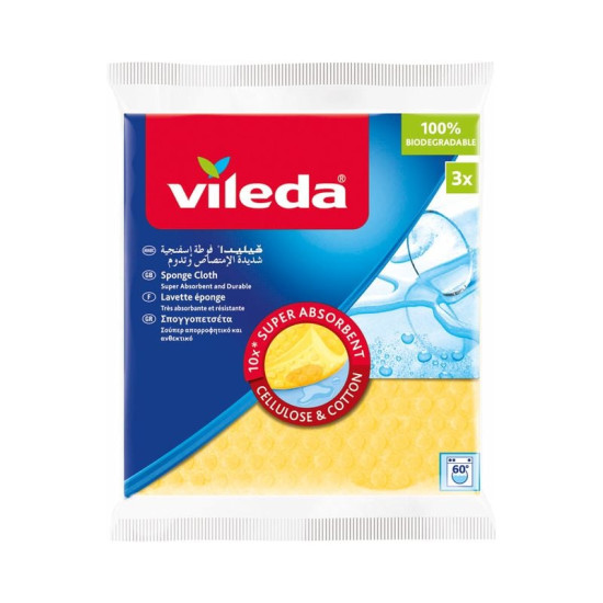 Mitrumu uzsūcošas lupatiņas Vileda Aqua 18x20cm, 3gab/iep, dzeltenas