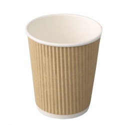 Glāzes papīra kraft ar gofrētu ārējo sieniņu, 250ml, d80mm, 25gab./iep., brūnas
