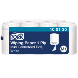 Papīra dvielis Tork 100130 Wiper Mini Centerfeed Advanced M1, 1 slānis, balts, 120 m, 1 rullis