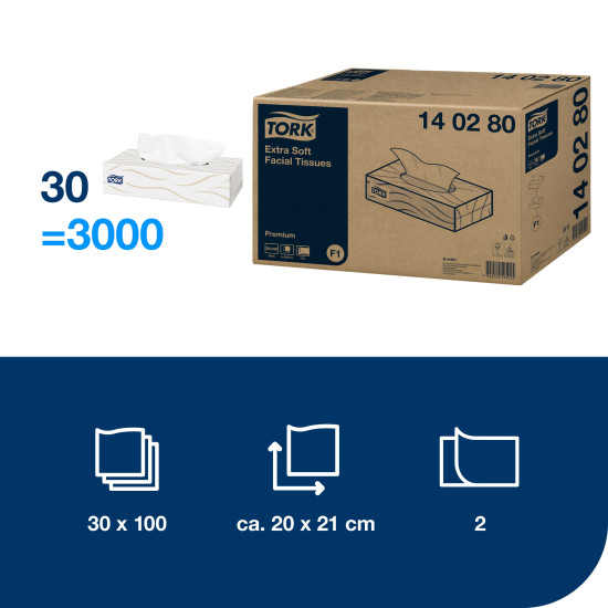 Kosmētiskās salvetes Tork 140280 Premium F1, 100gab/iep