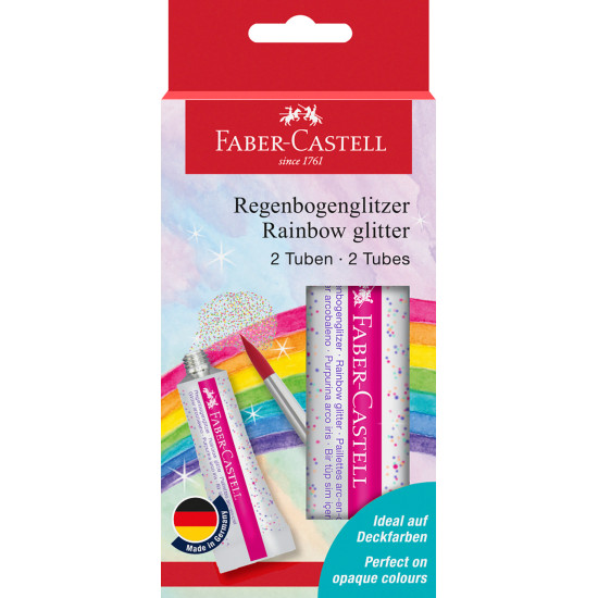 Glitera gēls Faber-castell 12ml, 2gab/iep., varavīksnes krāsas