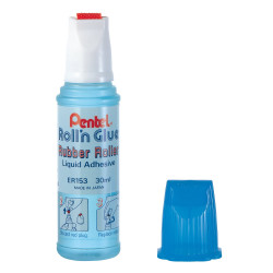 Līme Pentel Roll n Glue 30ml, zilā ar gumijas rullīti