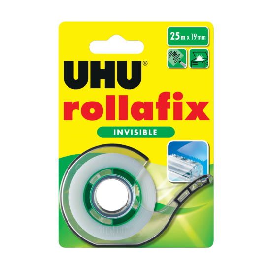 Līmlente ar turētāju Rollafix UHU 19mmx25m, matēta