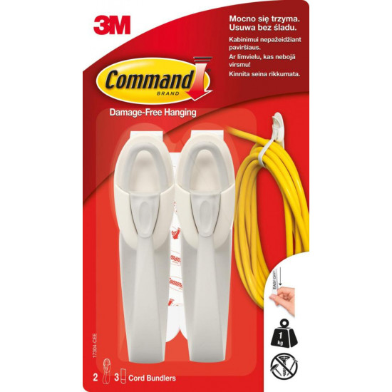 ***Kabeļu turētāji 3M Command, lieli, balti