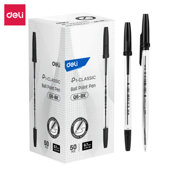 Lodīšu pildspalva Deli P1-Classic, 0.7mm,  melna