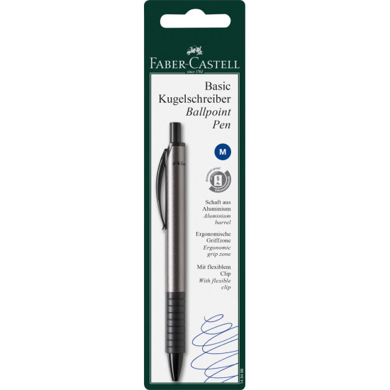 *Lodīšu pildspalva Faber-Castell Basic 0.7mm, automātiska, zila