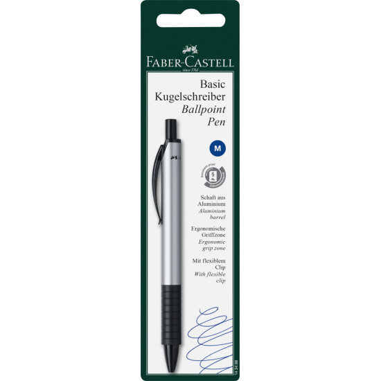 *Lodīšu pildspalva Faber-Castell Basic 0.7mm, automātiska, zila