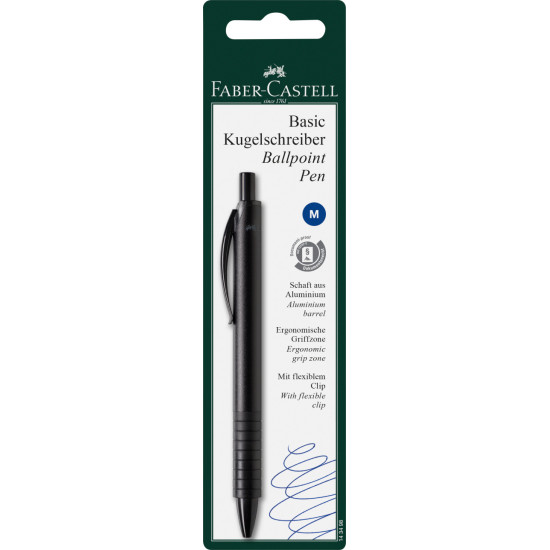 *Lodīšu pildspalva Faber-Castell Basic 0.7mm, automātiska, zila
