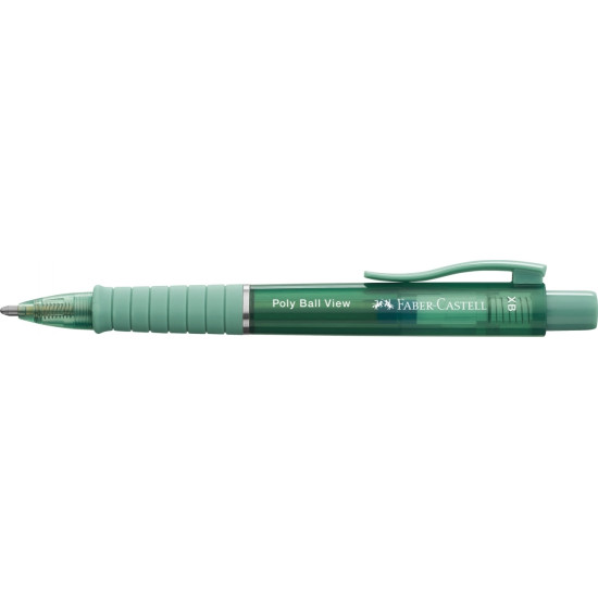 Lodīšu pildspalva Faber-Castell PolyBall View XB 0.6mm, zaļš korpuss