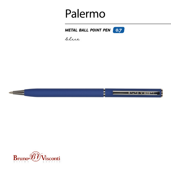 Lodīšu pildspalva Bruno Visconti Palermo 0,7mm, zila, zils korpuss