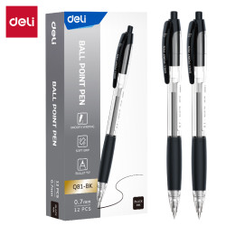 Lodīšu pildspalva Deli Q81-BK, 0.7mm, automātiska, melna