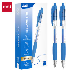 Lodīšu pildspalva Deli Q81-BL, 0.7mm, automātiska, zila