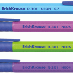 *Lodīšu pildspalva Erich Krause R-301 NEON GRIP, 0,7mm, zila