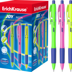 *Lodīšu pildspalva Erich Krause Joy Neon, 0,7mm, automātiska, zila
