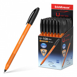 *Lodīšu pildspalva Erich Krause U108 Orange Stick, 1,0mm, melna kr