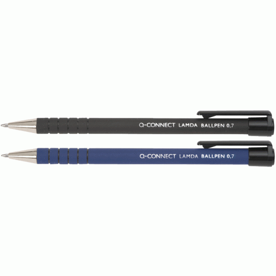 *Lodīšu pildspalva Q-CONNECT LAMDA, 0,7mm, automātiska, melna
