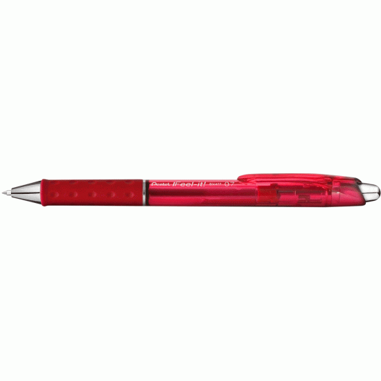 *Lodīšu pildspalva Pentel iFeel-It! BX477, 0,7mm, automātiska, sarkana