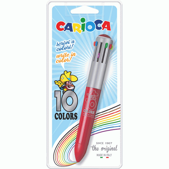 *Lodīšu pildspalva CARIOCA 10 COLORS, 1,0mm, 10krāsas