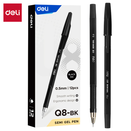 Lodīšu pildspalva DELI Q8-BK 0.5, melna