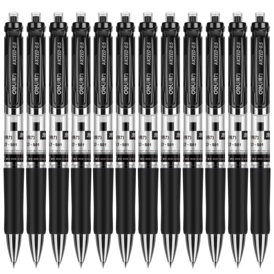 Gēla pildspalva Deli S01, 0.5mm, melna/sarkana