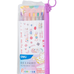 Gēla pildspalvu komplekts Deli Delight pastell 0.5mm, 6 krāsas