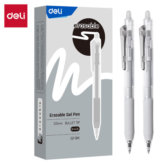 Gēla pildspalva Deli G7-BK 0.5mm, izdzēšama, automātiska, melna