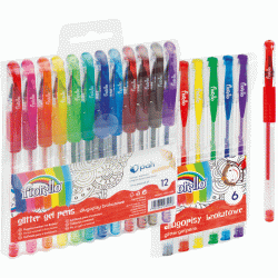 *Gēla pildspalvu komplekts FIORELLO GLITTER, 0,8mm, 6 krāsas