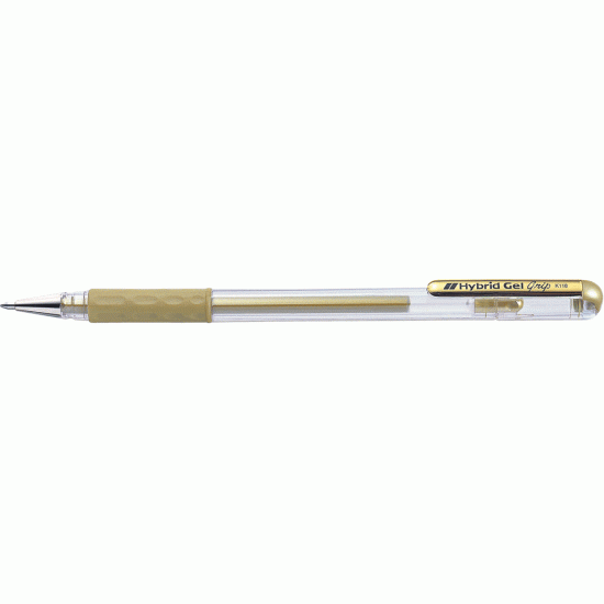 Gēla pildspalva Pentel Hybrid K118, 0,8mm, zelta