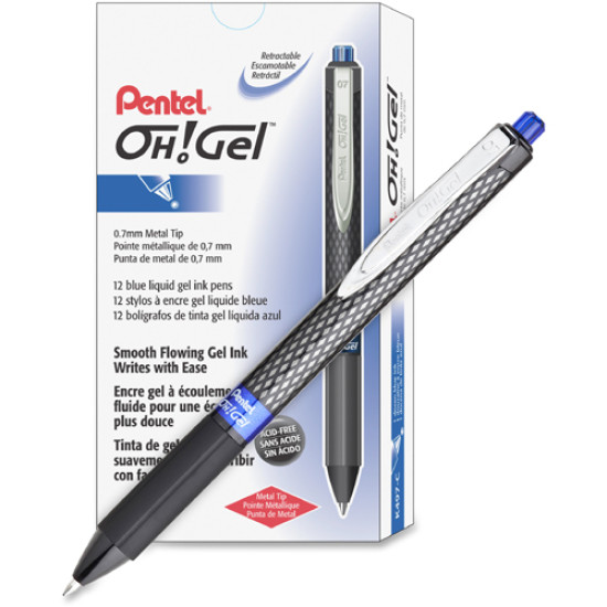 Gēla pildspalva Pentel OH! GEL, automātiska, 0.7 mm, zila