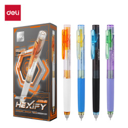 Gēla pildspalva Deli Hexify 6363-BK, 0.5mm, melna