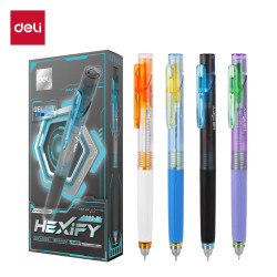 Gēla pildspalva Deli Hexify G363-BL, 0.5mm, zila