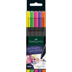 Flomāstertipa pildspalvu komplekts Faber-Castell FinePen 0.4mm, 5 krāsas, neon