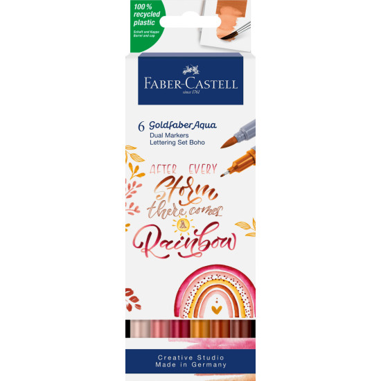 Akvareļu marķieri Faber-Castell Goldfaber Aqua, divpusēji, 6 krāsas, BoHo