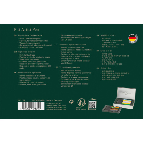 Otas tipa flomāsteru komplekts Faber-Castell Pitt Artist Pen Berlin, 12 krāsas
