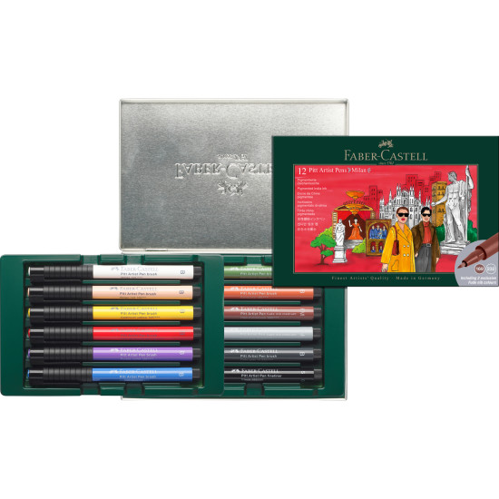 Otas tipa flomāsteru komplekts Faber-Castell Pitt Artist Pen Milan, 12 krāsas
