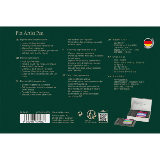 Otas tipa flomāsteru komplekts Faber-Castell Pitt Artist Pen Tokyo, 12 krāsas