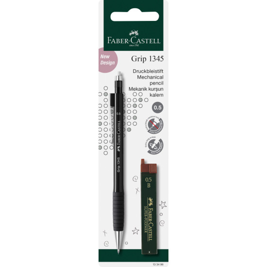 Mehāniskais zīmulis Faber-Castell Grip 1345 0.5mm + kodoliņi B, zaļš
