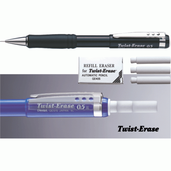 Mehāniskais zīmulis Pentel TWIST-ERASE(0.5) melns