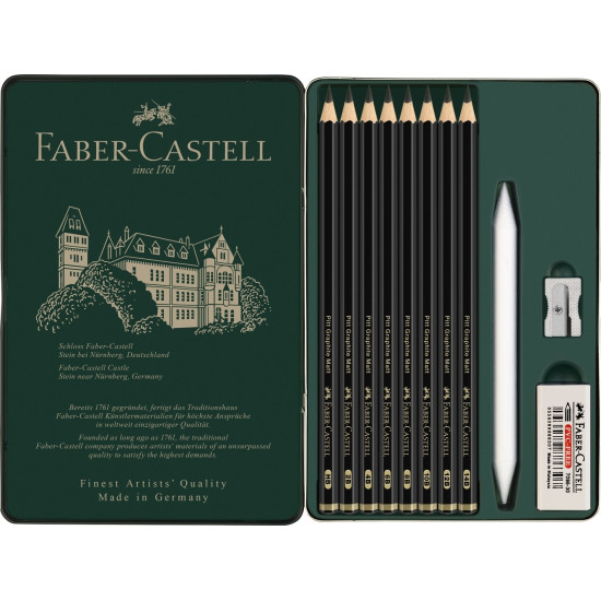 Набор графитовых карандашей Faber-Castell Pitt Graphite Matt, Silver, Ультраматовый финиш