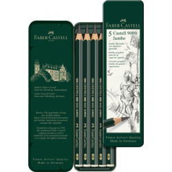 Zīmuļu komplekts Faber-Castell 9000 Jumbo HB-8B, metāla kārbā, 5gab