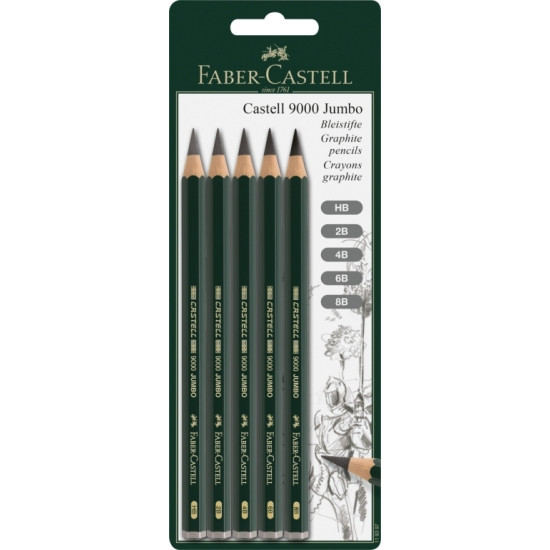 Zīmuļu komplekts Faber-Castell 9000 Jumbo HB-8B, 5gab.