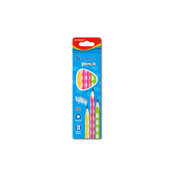 Trīsstūrveida zīmulis Keyroad Jumbo HB, ergonomisks, asorti korpuss