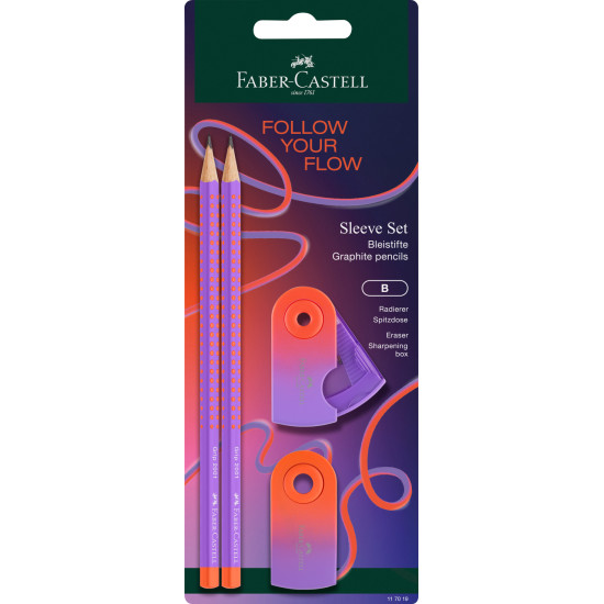 Zīmuļu komplekts Faber-Castell Grip Flow Edition Punchy Melon HB, violēti-oranžs