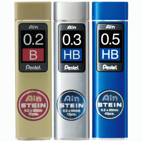 *Zīmuļu kodoliņi Pentel Ain Stein B, 0.5mm, 20gab/iep