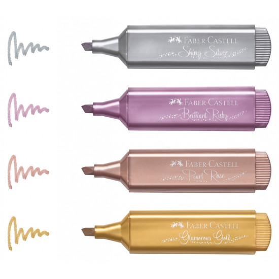 *Teksta marķieru komplekts Faber-Castell 1-5mm, nošķelts, 4 metāliskas krāsas