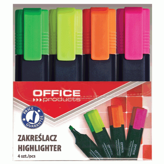 *Teksta marķieru komplekts Office Products, nošķelti, 4 krāsas