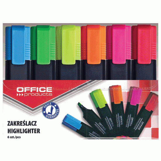 *Teksta marķieru komplekts Office Products, nošķelti, 6 krāsas
