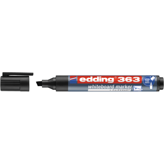 Tāfeles marķieris Edding 363 1-5.0mm, nošķelts, melns